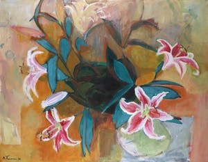 Marieke Thomassen - Acryl op doek, Lelies - Ingelijst (Groot) kopen? Bied vanaf 1!