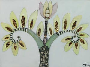 Claire Duval - Gemengde techniek op doek, Tige de Fleurs kopen? Bied vanaf 1!