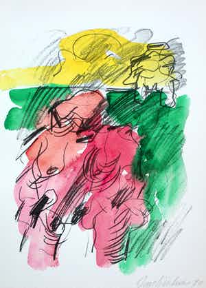 Jan Sierhuis - met de hand ingekleurde litho (aquarel): naakt - 1974 verkocht voor € 55!