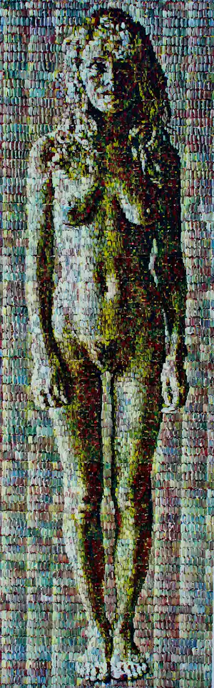 Rik Vermeersch - Ingelijste olieverf op paneel: 'Staande vrouw Sophie' - 1997 vendu pour 299€ !