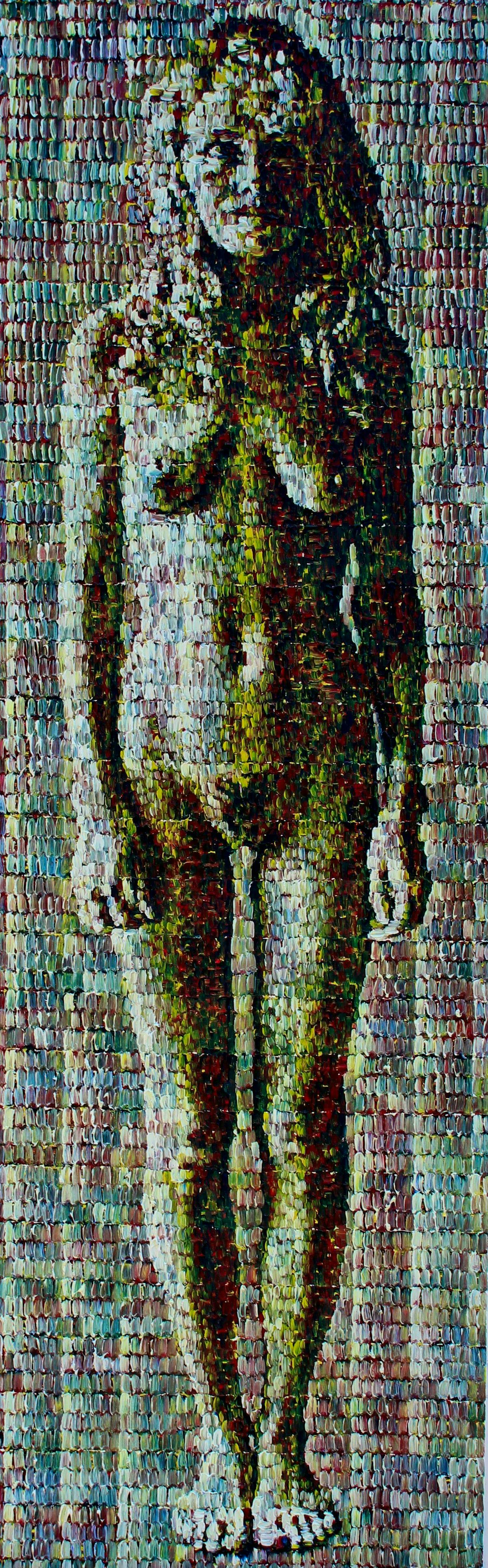 Rik Vermeersch - Ingelijste olieverf op paneel: 'Staande vrouw Sophie' - 1997 verkocht voor € 299!