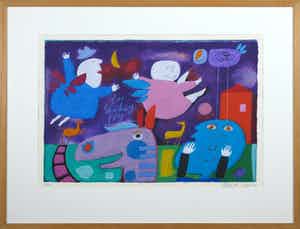 Wouter Stips - Zeefdruk, Fly daddy fly - Ingelijst verkocht voor € 35!