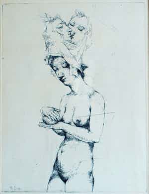 Theo Daamen - (1939-2021) : Ingelijste ets , Zonder titel – 1970 – oplage 12 verkocht voor € 50!