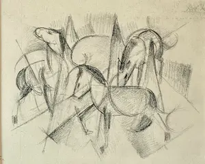 Franz Marc - 2 Heliogravures naar een studie naar paarden 1959 kopen? Bied vanaf 1!