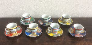 Niet of onleesbaar gesigneerd - ZEVEN ESPRESSO KOP EN SCHOTELS kopen? Bied vanaf 1!