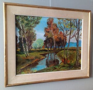 Johan Meijer - Herfstlandschap met Beek - Olieverf op doek - circa 1950 kopen? Bied vanaf 1!