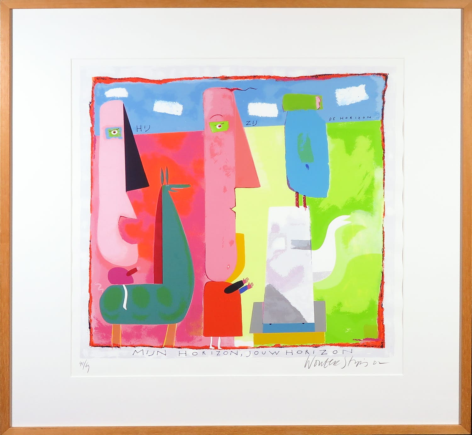 Wouter Stips - Zeefdruk, Mijn horizon jouw horizon - Ingelijst verkocht voor € 1!
