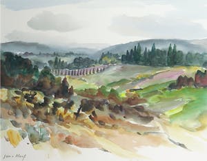 Jan van Hoof - Aquarel, Toscane - Ingelijst kopen? Bied vanaf 1!