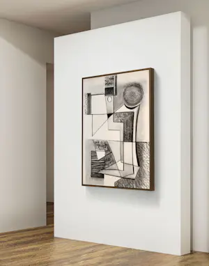 Silvin Bronkart - Sitzender Mann – Große abstrakte Komposition aus dem Jahr 1955 kopen? Bied vanaf 600!