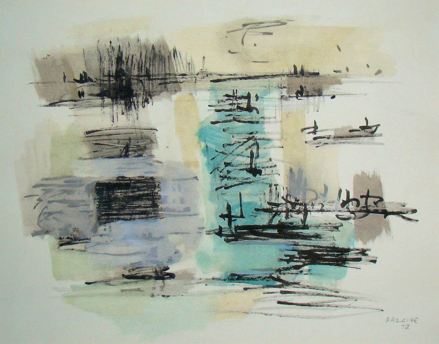 Jean René Bazaine - Compositie abstract - 1959 - Lithografie met sjabloon gesigneerd en gedateerd kopen? Bied vanaf 100!