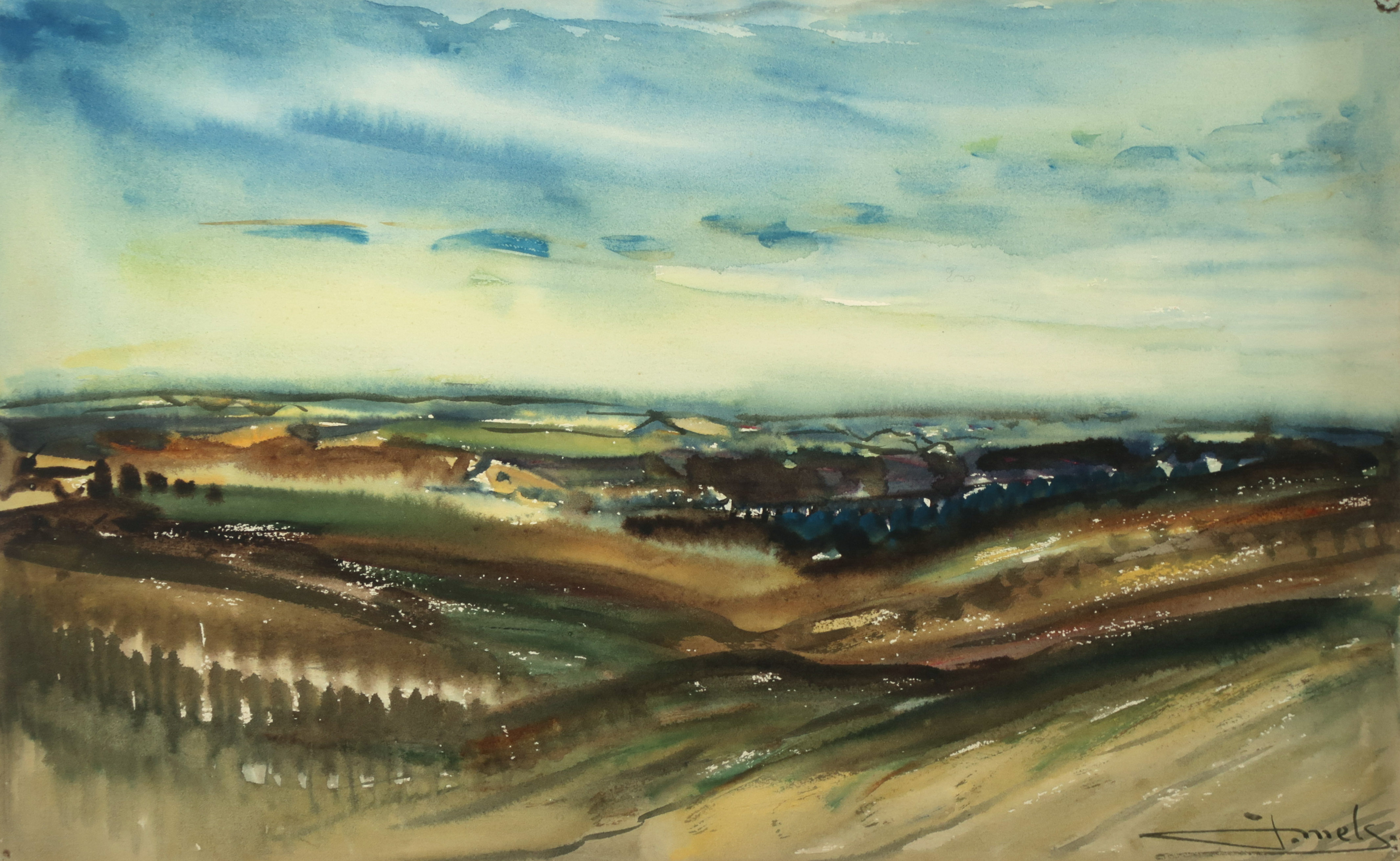 Jacques Mels - Aquarel, Landschap - Ingelijst kopen? Bied vanaf 20!