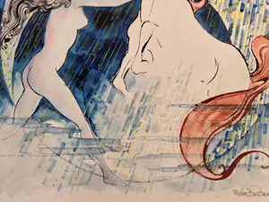 Victor Bouter - Vrouw en Eenhoorn. Naakt. Illustratie voor boek Fidessa van Louis Couperus. kopen? Bied vanaf 119!