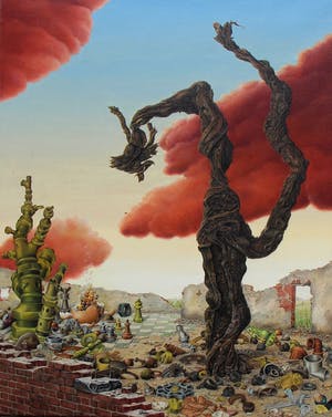 Bram Tielen - Olieverf op doek: Reïnspiratie (Surrealistisch landschap) kopen? Bied vanaf 299!