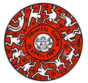 Keith Haring - Bijzondere en zeldzame tekening op porseleinen bord kopen? Bied vanaf 1!