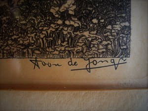 Toon de Jong - Fraaie droge naald Ets "Eemnes Buiten - Boerin doet de was " gesigneerd kopen? Bied vanaf 10!