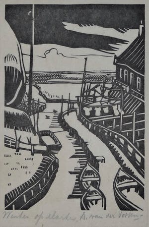 Andre van der Vossen - Complete vrij zeldzame serie van 10 houtsnedes met vissersplaatsen in Nederland kopen? Bied vanaf 275!