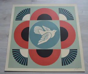 Shepard Fairey - Geometric Dove red - Gesigneerd kopen? Bied vanaf 1!