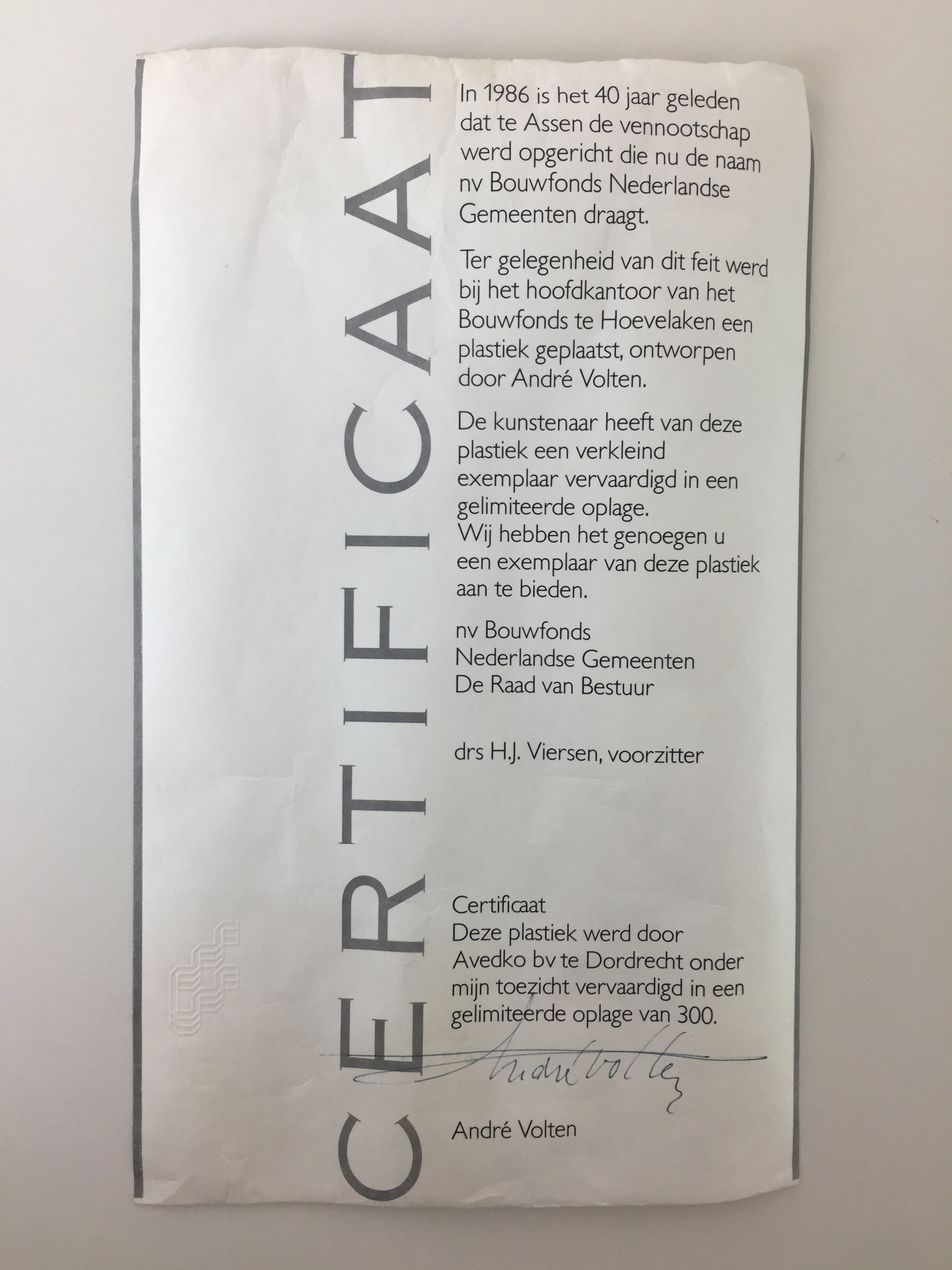 Andre Volten - RVS sculptuur, inclusief certificaat kopen? Bied vanaf 649!