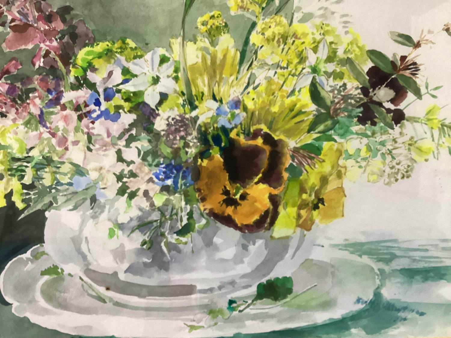 AcheterOnbekend - Aquarel vaas met bloemen? Enchérissez de 45!