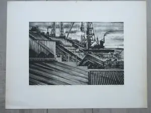 Eduard van Zanden - Bouwput Haringvliet Deltawerken - Litho kopen? Bied vanaf 75!