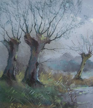 Gerard Cox (jr.) - Polderlandchap met knotwilgen. kopen? Bied vanaf 75!