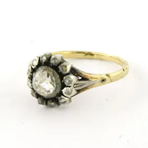 14k geel goud met zilver ring bezet met roos diamanten tot. 0.40ct – G/H - SI kopen? Bied vanaf 360!