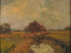 Roelof Wildeboer - Olieverf op paneel, Hollands landschap - Ingelijst kopen? Bied vanaf 40!