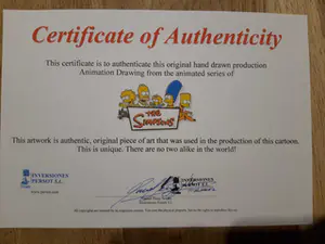 Matt Groening - originele productietekening The Simpsons, ingelijst + Certificaat kopen? Bied vanaf 100!
