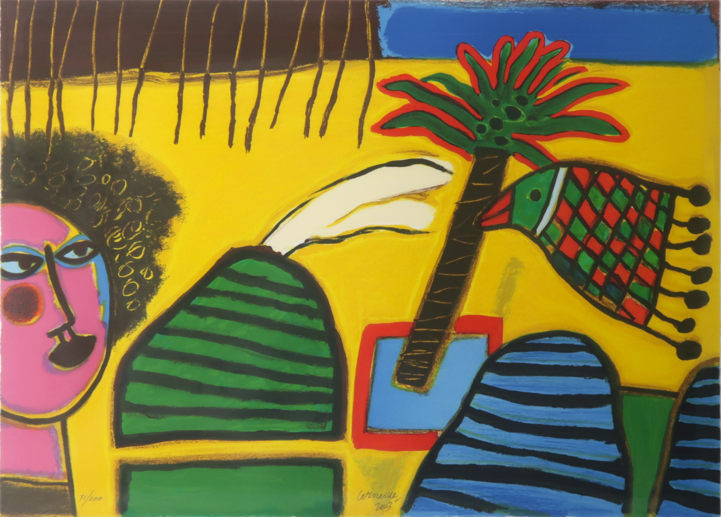 Corneille - Zeefdruk, Zonder titel - Ingelijst verkocht voor € 350!