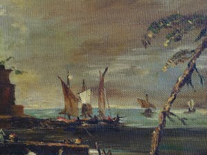 Niet of onleesbaar gesigneerd - Olieverf op doek , “Burcht aan Zee” – ingelijst kopen? Bied vanaf 10!