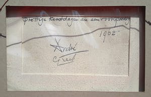 Andre van der Vossen - Landschap met boerderijen, tekening (netjes ingelijst) kopen? Bied vanaf 50!