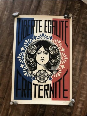 Shepard Fairey - Liberté, egalité et fraternité (gesigneerd) kopen? Bied vanaf 100!