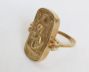 Antieke Egyptian Revival ring Farao Art Deco goud op zilver mt 19,3 kopen? Bied vanaf 75!
