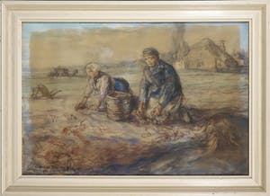 Cornelis de Bruin - Aquarel, Landwerkers - Ingelijst kopen? Bied vanaf 1!