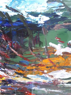 Berry Brugman - Olieverf op papier, Landschap - Ingelijst kopen? Bied vanaf 120!