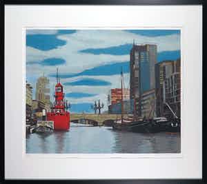 Valentin Bakardjiev - Zeefdruk, Regentessebrug - Ingelijst verkocht voor € 35!