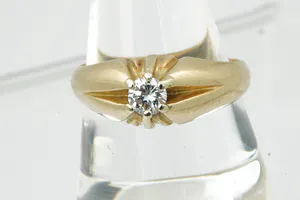 Fraaie  geel-gouden (14 krt) & diamanten (ca. 0.40ct) H/VS unisex solitair-ring kopen? Bied vanaf 470!