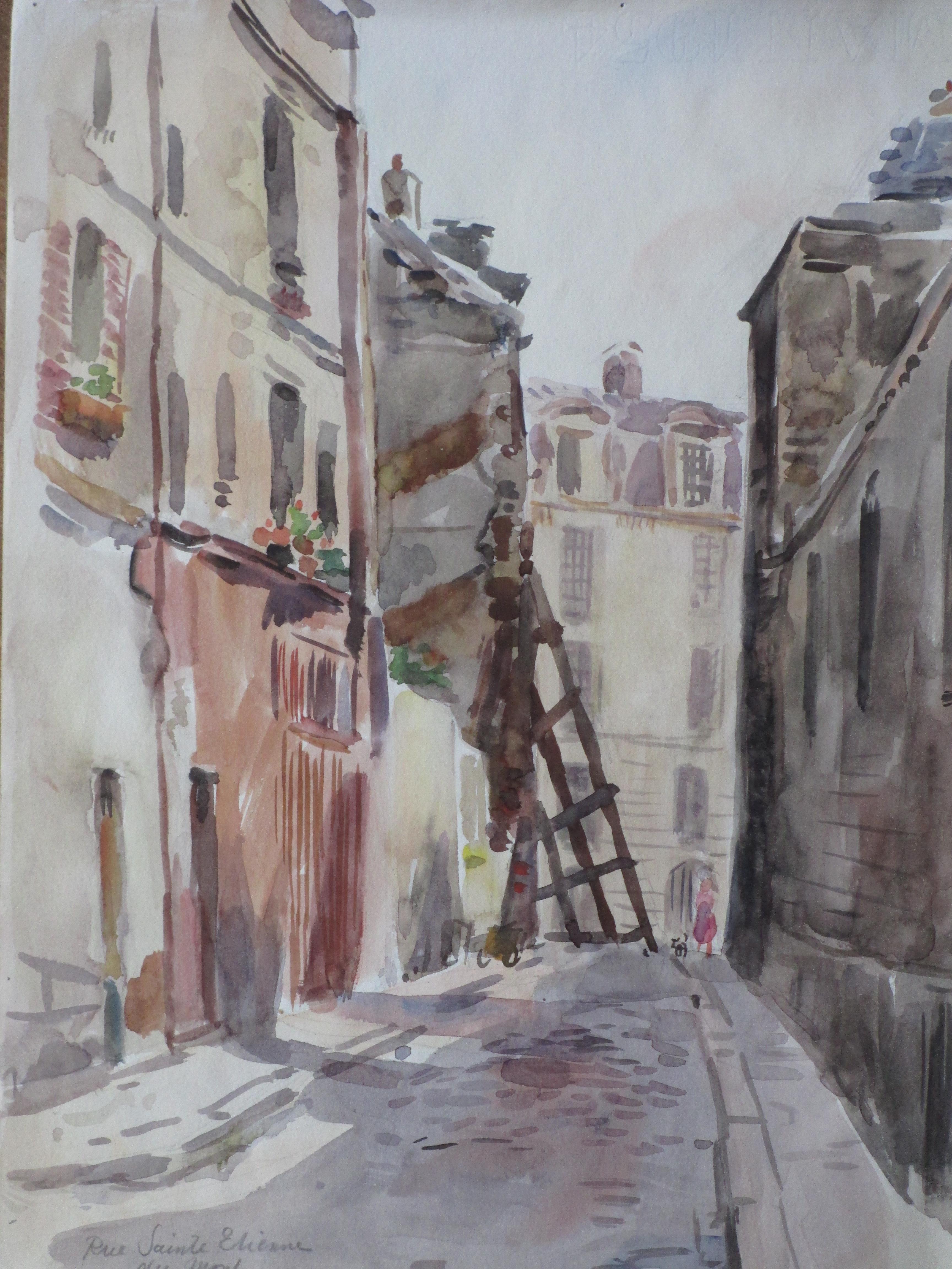 Han Krug - Rue Sainte Etienne du Mont, Parijs - Aquarel verkocht voor € 40!