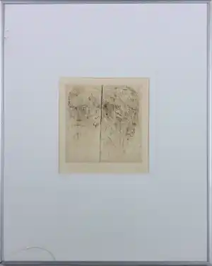 Kees Spermon - Ets op papier, Twee koppen - Ingelijst verkauft für € 35!