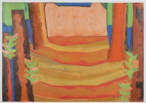 Xandra Donders - Gemengde druktechniek, Huis met dansende bomen - Ingelijst (Groot) kopen? Bied vanaf 40!