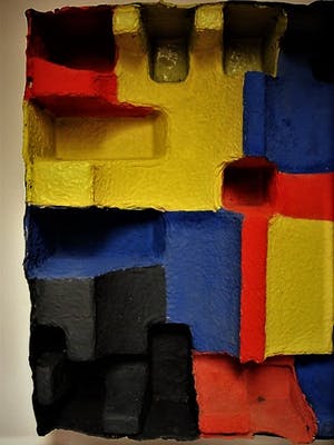 Pjotr van Oorschot - Geometrisch Acrylverf op karton "Hommage a de Stijl" gesigneerd kopen? Bied vanaf 30!