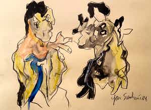 Jan Sierhuis - Acryl/Krijt verkocht voor € 1!