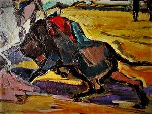 Daniel Wilhelm Bekking - Krachtig en met felle kleuren geschilderd "stierenvechten te Barcelona" - GROOT! kopen? Bied vanaf 120!