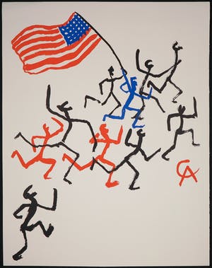Alexander Calder - Lot van 4 grote lithografische drukken, Stars & Stripes, Balloons, Revolution, kopen? Bied vanaf 1!
