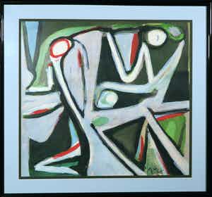 Bram van Velde - bijzondere 8 kleurenlitho getiteld Désertique (mp 390) - Ingelijst verkocht voor € 300!