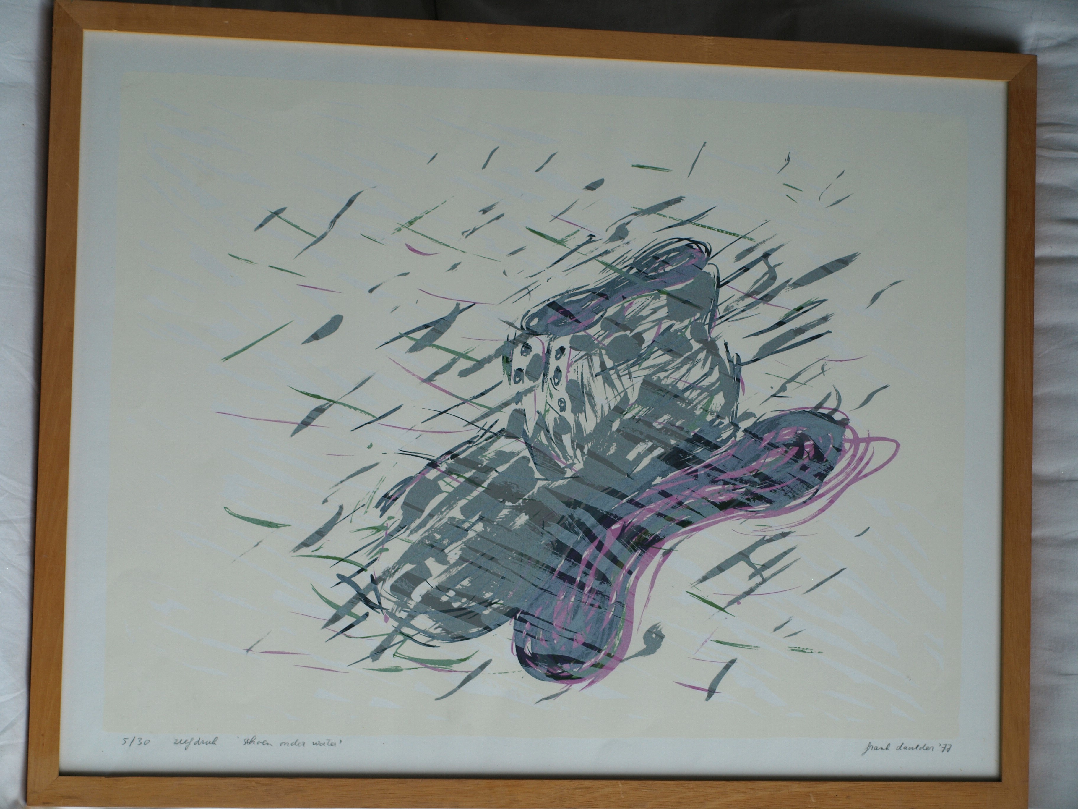 Frank Daalder - Zeefdruk , Schoen onder water – gesigneerd & ingelijst - 1977  kopen? Bied vanaf 1!