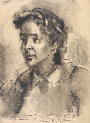 Albert Servaes - Houtskool, Portret van een jonge vrouw kopen? Bied vanaf 150!