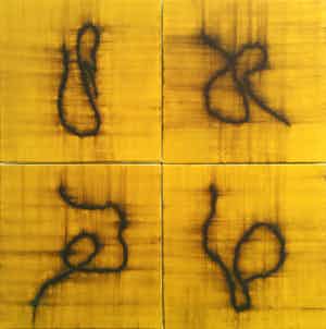 Jack Vissers - "Day Threads" - tableau van 4 schilderijen, kleur geel verkocht voor € 60!