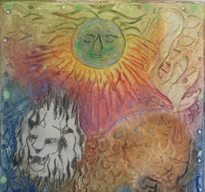 Osanne Nègre - "Lion, Roi" (sterrenbeeld) | Litho - carborundum (ingelijst) kopen? Bied vanaf 39!