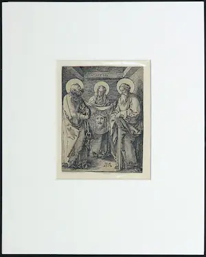 Albrecht Durer - Houtsnede, Heilige Veronica met zweetdoek staand tussen Petrus en Paulus kopen? Bied vanaf 200!
